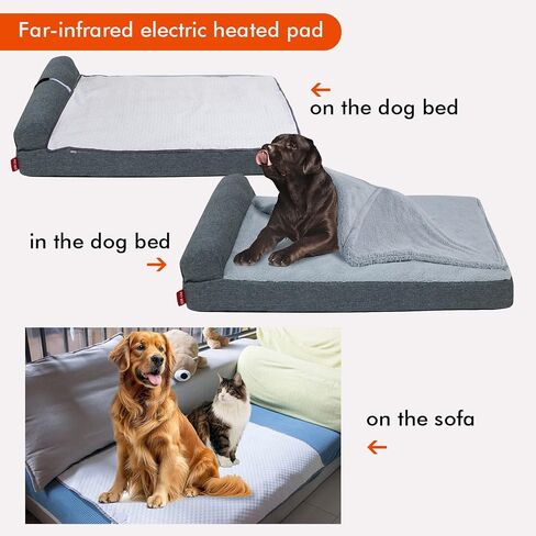 Upgraded Heated Dog Bed,Heating pad Orthopedic Dog Bed 3-in-1 Design with Memory Foam, Heated Pet Bed & Removable Waterproof Cover,Blanket for Large, Jumbo Dogs (XL:44"x 32"x 7") in Saudi Arabia