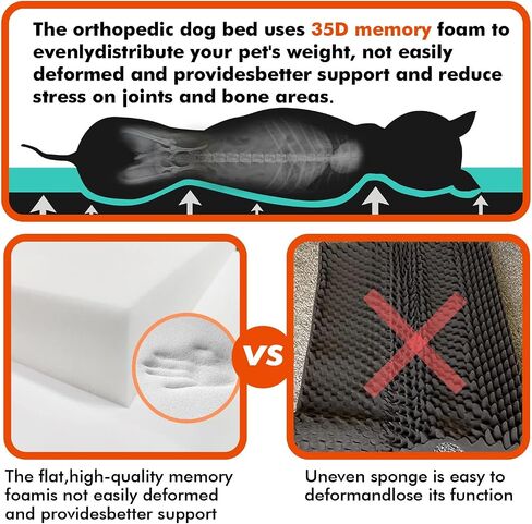 Upgraded Heated Dog Bed,Heating pad Orthopedic Dog Bed 3-in-1 Design with Memory Foam, Heated Pet Bed & Removable Waterproof Cover,Blanket for Large, Jumbo Dogs (XL:44"x 32"x 7") in Saudi Arabia