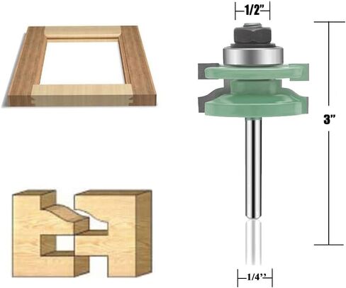 LEATBUY 1/2-Inch Shank Router Bit Set 3 PCS, Round Over Raised Panel Cabinet Door Ogee Rail and Stile Router Bits, Woodworking Wood Cutter, Wood Carbide Groove Tongue Milling Tool (YZ05) in Saudi Arabia