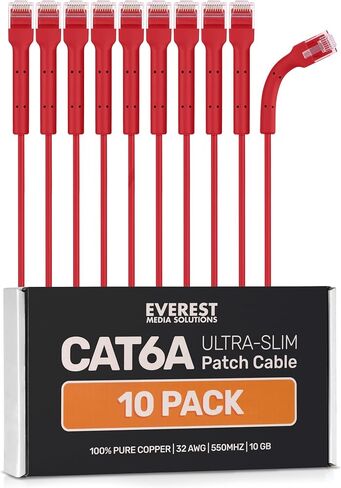 Everest Ultra Slim Cat6a Ethernet Patch Cables 0.5ft (24-Pack) White in Saudi Arabia