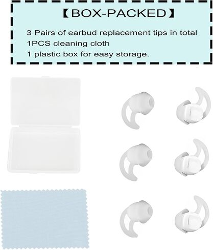 3 Pairs Silicone Replacement Earbud Tips Compatible with Bose QC20/QC30/SoundSport Free Headphone in Saudi Arabia
