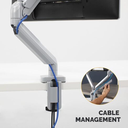 ذراع شاشة واحدة من سلسلة Fellowes Platinum لشاشات مقاس 32 بوصة، حركة كاملة، دوران 360 درجة، حامل VESA مع حلقة أو مشبك، منافذ USB، مريح، فضي، 8056401 in Saudi Arabia