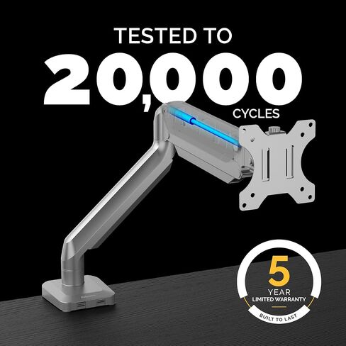 ذراع شاشة واحدة من سلسلة Fellowes Platinum لشاشات مقاس 32 بوصة، حركة كاملة، دوران 360 درجة، حامل VESA مع حلقة أو مشبك، منافذ USB، مريح، فضي، 8056401 in Saudi Arabia
