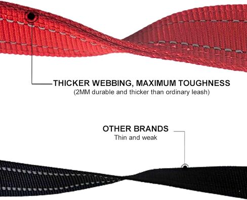 Dual Padded Handle Walking And Training Standard Leashes For Large Dogs With Reflective Stitching, 360° Rotatable Heavy Duty Metal Buckle,D-Ring,Durable Nylon, 6Ft Long For Big Dogs Over 70 Pounds Red in Saudi Arabia