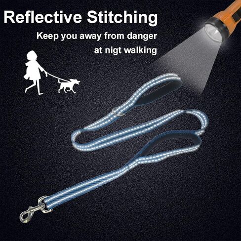 Dual Padded Handle Walking And Training Standard Leashes For Large Dogs With Reflective Stitching, 360° Rotatable Heavy Duty Metal Buckle,D-Ring,Durable Nylon, 6Ft Long For Big Dogs Over 70 Pounds Red in Kuwait