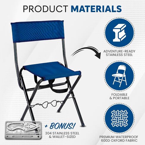 Wild Truth Fishing Chair with Rod Holder and Multi-Function Fishing Tool Included - Fishing Chairs for Adults - Folding Fishing Chair - Portable Ice Fishing Chair with 3 Fishing Pole Holders in Saudi Arabia