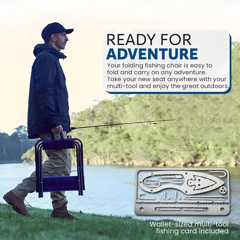 Wild Truth Fishing Chair with Rod Holder and Multi-Function Fishing Tool Included - Fishing Chairs for Adults - Folding Fishing Chair - Portable Ice Fishing Chair with 3 Fishing Pole Holders in Saudi Arabia