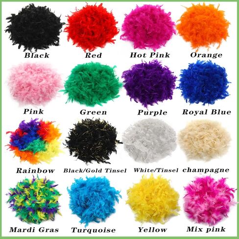 وشاح ريش وردي من Larryhot Chandelle - 2Yards 75g Colorfu 20 مصباح LED للحفلات وحفلات الزفاف وحفلات الهالوين وشجرة الكريسماس والديكور المنزلي (وردي فاتح) in Kuwait
