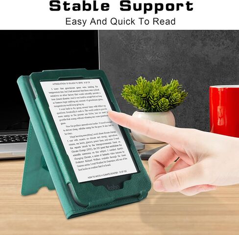 Case for 7" Kobo Libra Colour (2024) /Kobo Libra 2 (2021) eReader -Premium PU Leather with Hand Strap Foldable Stands Cover Auto Sleep/Wake,Brown in Kuwait