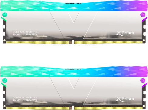 V-Color Manta XPrism DDR5 32GB(16GBx2) 7200MHz 2Gx8 CL34 1.4V RGB U-DIMM for Intel XMP Gaming Desktop RAM Memory Module - Mirrored Silver (TMXPL1672834SWK) in Saudi Arabia