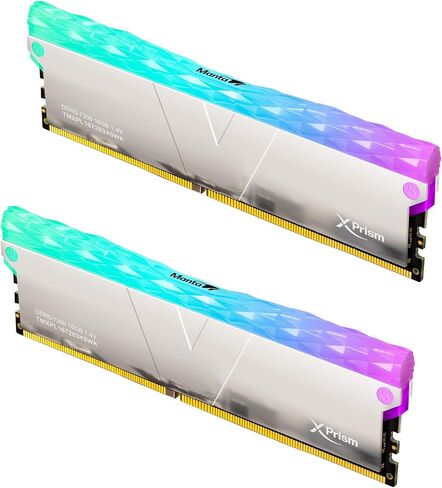 V-Color Manta XPrism DDR5 32GB(16GBx2) 7200MHz 2Gx8 CL34 1.4V RGB U-DIMM for Intel XMP Gaming Desktop RAM Memory Module - Mirrored Silver (TMXPL1672834SWK) in Saudi Arabia