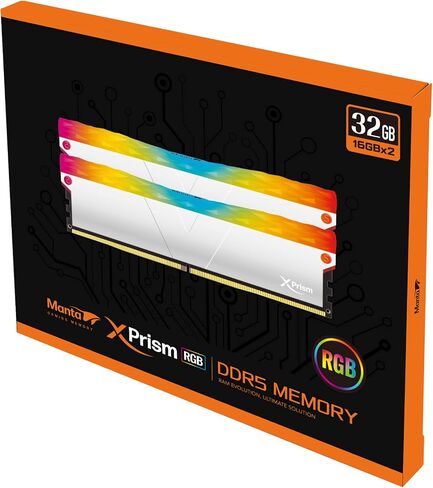 V-Color Manta XPrism DDR5 32GB(16GBx2) 7200MHz 2Gx8 CL34 1.4V RGB U-DIMM for Intel XMP Gaming Desktop RAM Memory Module - Mirrored Silver (TMXPL1672834SWK) in Saudi Arabia