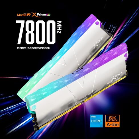 V-Color Manta XPrism DDR5 32GB(16GBx2) 7200MHz 2Gx8 CL34 1.4V RGB U-DIMM for Intel XMP Gaming Desktop RAM Memory Module - Mirrored Silver (TMXPL1672834SWK) in Saudi Arabia