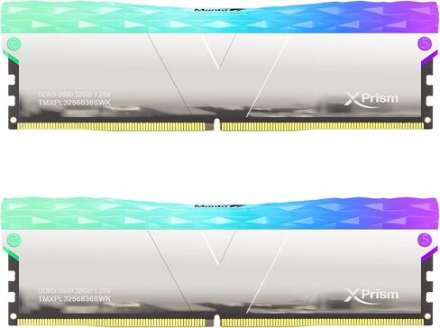 V-Color Manta XPrism DDR5 32GB(16GBx2) 7200MHz 2Gx8 CL34 1.4V RGB U-DIMM لوحدة ذاكرة الوصول العشوائي لسطح المكتب Intel XMP - فضي عاكس (TMXPL1672834SWK) in Kuwait
