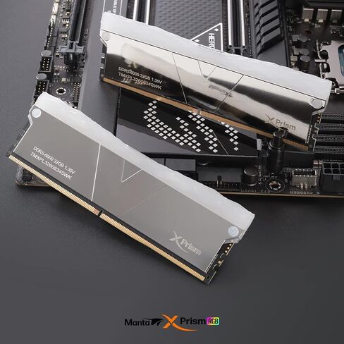 V-Color Manta XPrism DDR5 32GB(16GBx2) 7200MHz 2Gx8 CL34 1.4V RGB U-DIMM لوحدة ذاكرة الوصول العشوائي لسطح المكتب Intel XMP - فضي عاكس (TMXPL1672834SWK) in Kuwait