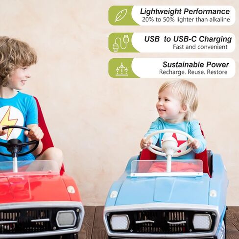 C Batteries Rechargeable with USB 4 in 1 Cable 8 Pack C Size Cell Lithium Batteries LR141.5V Li-ion Power for Long-Lasting Use in Floodlights in Kuwait