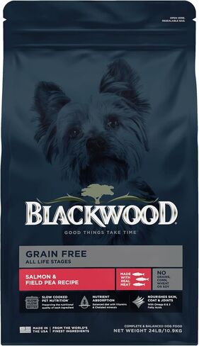 Blackwood Grain Free Dry Dog Food, Salmon & Field Pea Recipe, 24 Pound Bag for All Life Stages, Slow Cooked with Vitamins & Minerals for a Balanced Diet in Kuwait