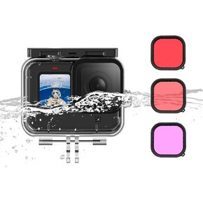 Waterproof Dive Case for GoPro Hero 13 Black/Hero 12 Dive Case + 3 pcs Underwater Filters, Protective Dive Housing Case, 45M