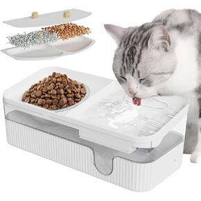 Cat Fountain Water Bowl Stainless Steel, Royal Claws101oz/3L Automatic Pet Water Fountain, Dog Water Dispenser Cat Feeding Watering Supplies with 2 Filters for Cats, Dogs, Pets Blue (White(2 in 1))