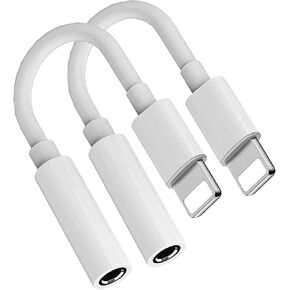 2 حزمة من محول Lightning إلى 3.5 ملم لمقبس سماعة الرأس، ومحول سماعات الرأس لكابل iPhone Audio Dongle
