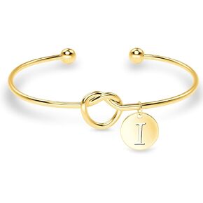 Cursive Initials Love Knot Bridesmaid Bracelets I Can't Tie The Knot Without You Bridesmaid Gifts Cards with Pink Gift Box
