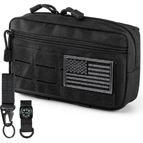 IronSeals Tactical Molle Horizontal Admin Pouch Multi-Purpose Laser-Cut EDC Tool Pouch Molle Attachment Bag Flag Patch Included