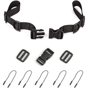 1 Pack Backpack Chest Straps,with 1 Quick Release Buckle,2 Slide Clips 5 Zipper pulls-Black US224