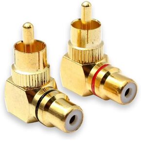 RCA Male to Female Plug Adapters M/F Gold-Plated Connector 90 Degree Right Angle