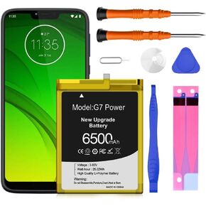 Battery for JK50,[6500mAh] High Capacity Replacement Battery Compatible with Moto G7 Power, G Power (2021/2022),XT2165-1/3/5, 2022 XT2213-1, XT2213-3 Battery and Screws Tool Kit