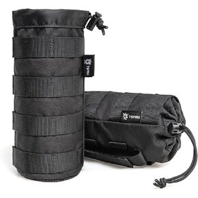 TSPRO Tactical MOLLE Water Bottle Pouch with Drawstring Closure Lightweight Molle Bottle Holder Carrier Fits Most 16oz/24oz/32oz Bottles