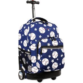 J World New York Sunrise Rolling Backpack, Black, One Size