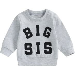 Big Sister Sweatshirt Toddler Baby Girl Big Sis Letters Print Pullover Crewneck Long Sleeve Shirt Fall Top