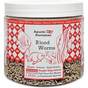 Blood Worms 2.5 oz, Freeze Dried Fish Food for Freshwater and Marine Aquarium Species