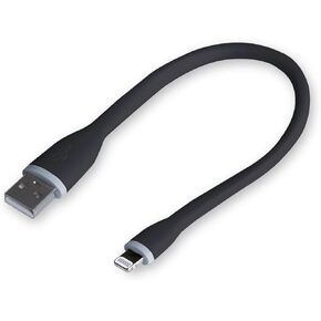 gofanco® Flexible & Durable Silicone Compatible with Apple MFi Certified Charge & sync Cable (Black) for iDevices - 9.8 inches (25cm) (Lightning25cm)