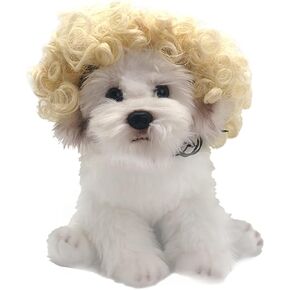 Halloween Funny Pet Wigs for Dogs, Cat Wigs.Dog Birthday, Dog Cosplay, Dog Costumes, Pet Wigs. (Blonde Curly Hair)