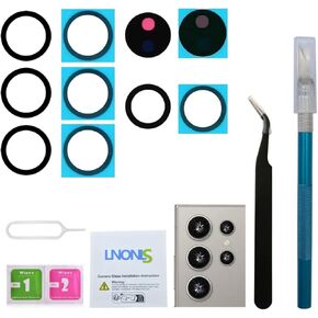 3 Pcs OEM Galaxy S24 5G Back Rear Camera Glass Lens Replacement for Samsung Galaxy S24 Plus S24+ Plus Back Camera Glass with Adhesive Preinstalled and Repair Toolkit