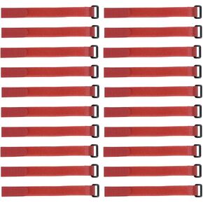 uxcell 20pcs Hook and Loop Straps, 3/4-inch x 18-inch Securing Straps Reusable Fastening Cable Tie (Red)