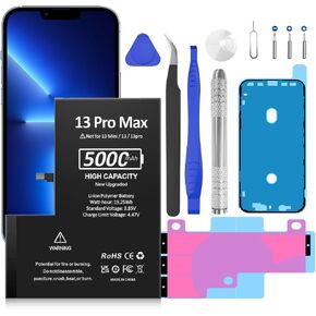 SHENMZ 5000mAh Battery for iPhone 13 pro max 2024 Capacity New 0 Cycle Battery Replacement for iPhone 13 pro max Model A2645 A2644 A2643 A2641 A2484 with Replacement Tool Kits in Kuwait