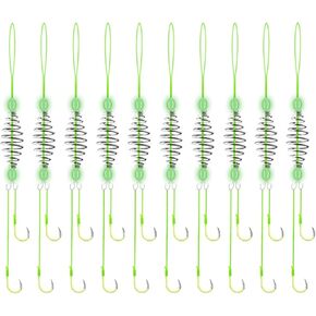 Carp Fishing Hair Rigs Equipment, 10pcs Bait Cage Trap Fishing Hooks with Spring Feeder