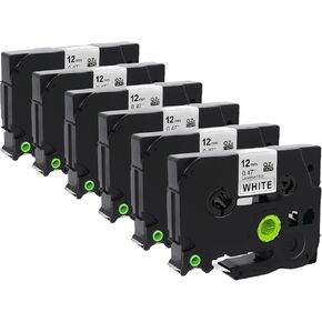 10x Label Tape Compatible with Brother TZe-231 Tze 12 mm 0.47 Laminated White Tze Label Tape for P-Touch PT-H100R PT-H105 PT-H100LB PT320