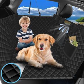 TECTINTER Back Seat Extender for Dogs-Large Space, Dog Car Seat Cover Hard Bottom Holds 400lbs,Dog Hammock Bed for Car, Travel Dog Car Bed for Car, SUV-Black