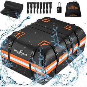 Big Ant Car Rooftop Cargo Carrier Bag 20 Cubic Feet, Roof Bag Waterproof Topper Luggage Carriers for All Vehicle with/without Rack Bar Include Anti-Slip Mat, 8 Door Hooks, 2 Extra Straps, Luggage Lock