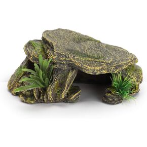 Reptile Rock Hide Cave, Aquarium Small Terrarium Hideouts Turtle Resin Habitat Basking Platform Lizard Hiding Hideaway Shelter Spiders Frog Amphibians Bearded Dragon Tank Snakes Tortoise Betta Shrimp