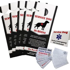 ActiveDogs Service Dog Travel Kit Standard - 5 Service Dog Door Placards, 1 Medical Alert Information Card & 30 ADA Service Dog Law Cards 2024 - Service Dog Accessories Pack for Service Dog Travel