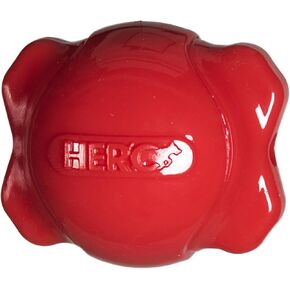 HERO Signature Series Soft Rubber Bone Ball with Squeaker, Small, Red Dog Toy