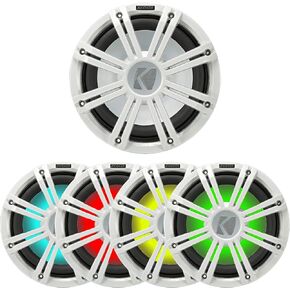 Kicker 45KM104 10" Weather-Proof Subwoofer - Kicker 45KMG10W 10" LED Grille (White)