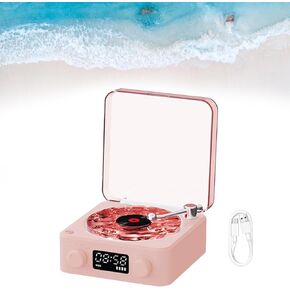 The Waves Vinyl Player, Waves Vinyl Bluetooth Speaker with Ambient Lights and Timer, Four Modes Portable Vintage Vinyl Speaker for Bedroom, Home