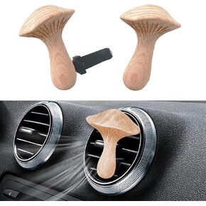 Car Air Fresheners Essential Oil Diffusers - Mushroom Wood Vent Clips Handmade Scents Diffuser Automotive Interior Accessories Fragrance Decor for Women Men Gift