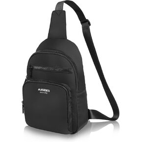 Aisbei Small Sling Bag for Men Convertible Crossbody Sling Backpack Casual Chest Bag for Traveling Hiking Running