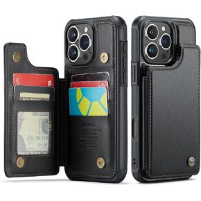DOUC for iPhone 16 Pro Max Wallet Case with Card Holder, Kickstand Shockproof Phone Case, Case for iPhone 16 Pro Max with RFID Blocking for Women Men, Cover for Apple 16 Pro Max 6.9 Inch, Black
